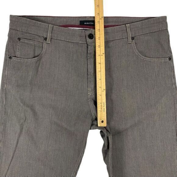 Bugatchi Uomo Pants Mens Size 40x34 Gray Striped Relaxed Fit Flat Front Trousers - Picture 11 of 14